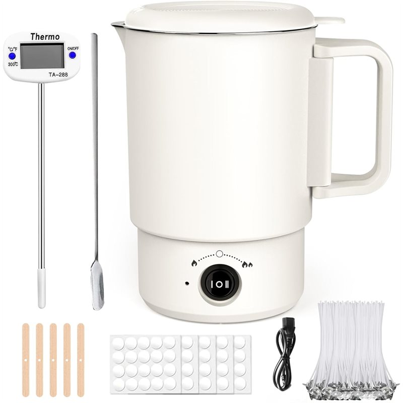Candle Making Supplies Uk - ชุดหม้อหลอมขี้ผึ้งไฟฟ้า A47U พร้อมเทอร์โมมิเตอร์ 800 มล. สำหรับทำเทียน